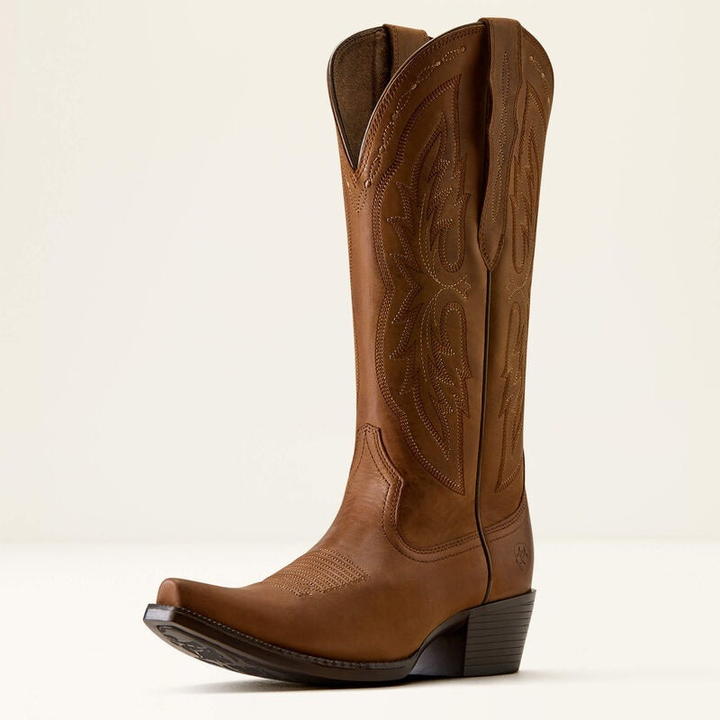 Ariat Womens Heriatge X Toe Elastic Wide Calf Western Boots - Distressed Brown