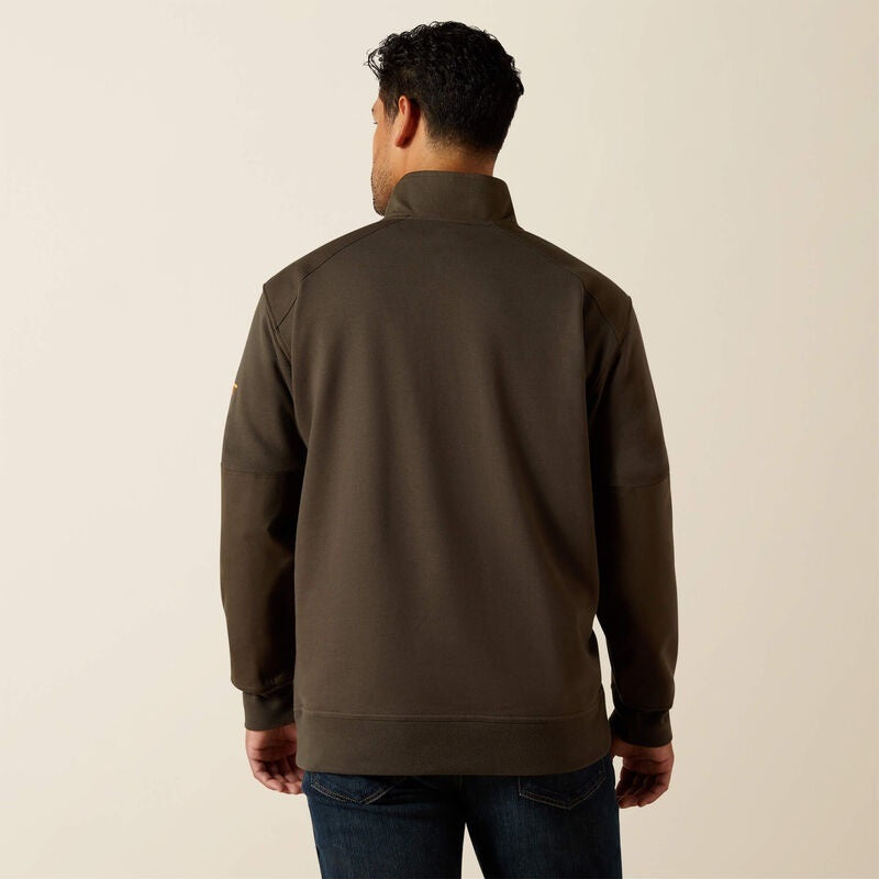 Ariat Mens Rebar Workman Duracanvas 1/4 Zip Sweatshirts - Earth