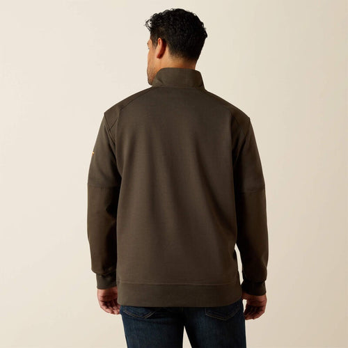 Ariat Mens Rebar Workman Duracanvas 1/4 Zip Sweatshirts - Earth