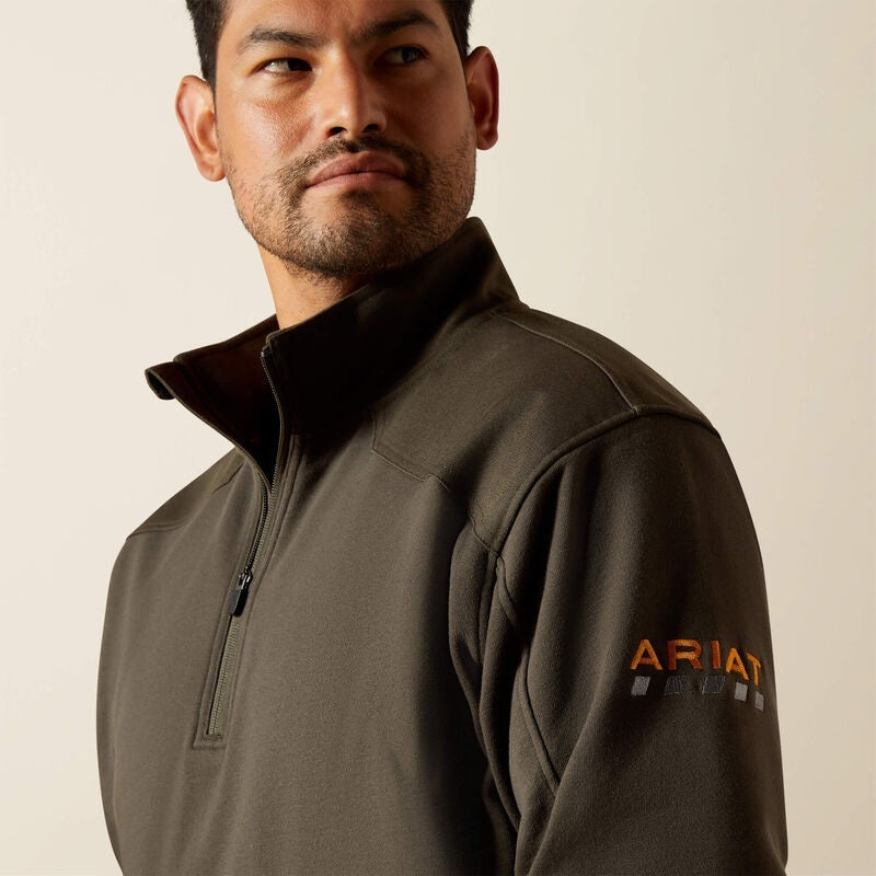 Ariat Mens Rebar Workman Duracanvas 1/4 Zip Sweatshirts - Earth