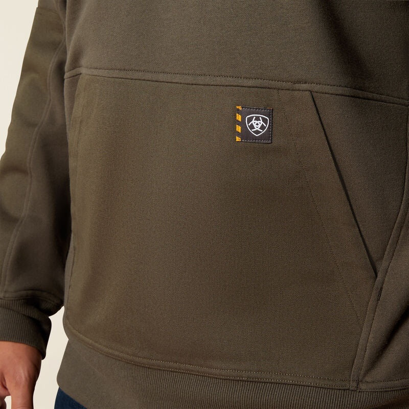 Ariat Mens Rebar Workman Duracanvas 1/4 Zip Sweatshirts - Earth