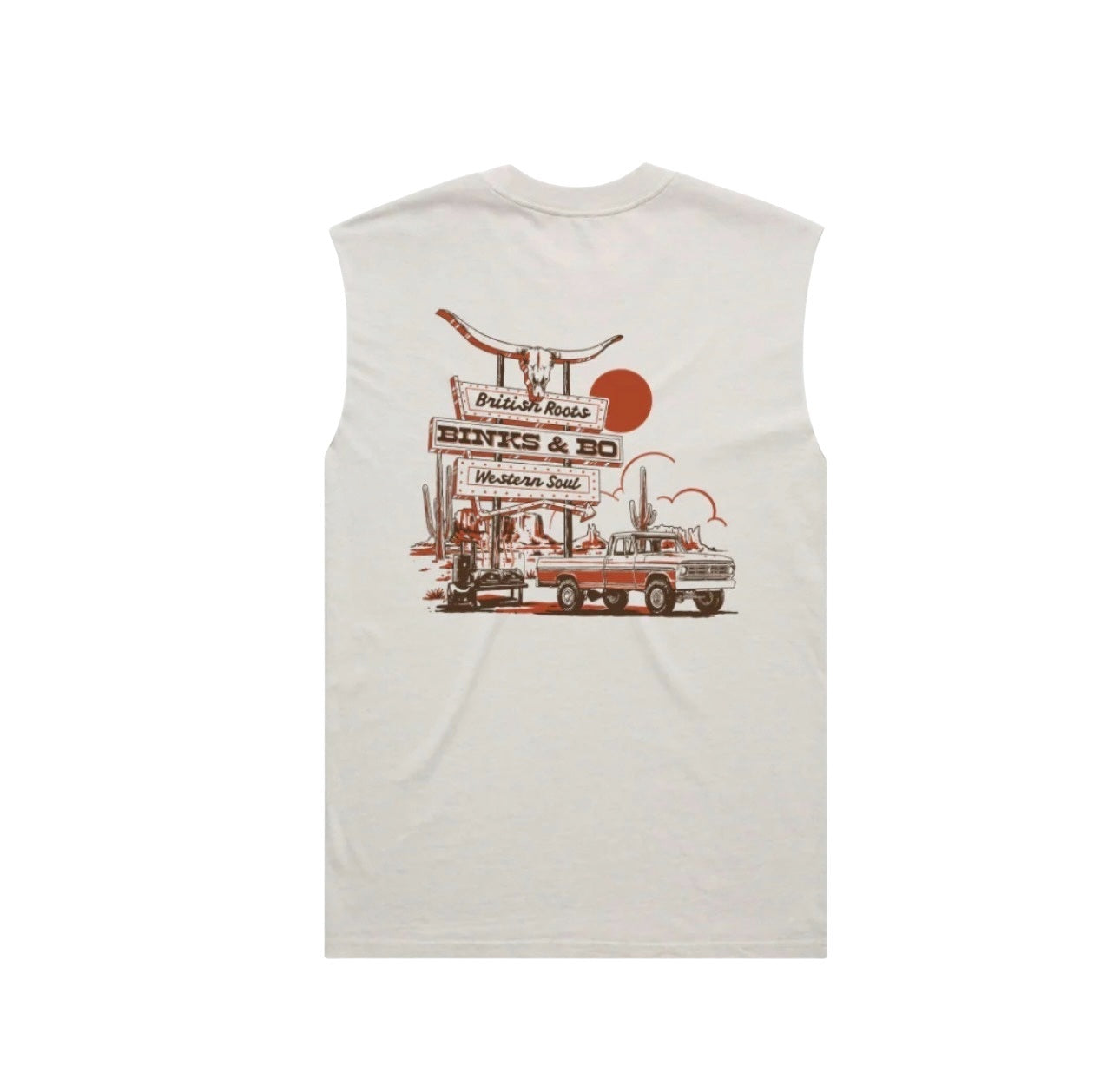 Binks & Bo Backroad BBQ Mens Tanks - Faded Bone