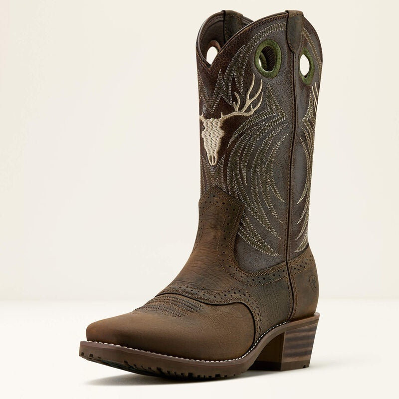Ariat Mens Hybrid Roughstock Antler Square Toe Cowboy Boots - Wild Taupe