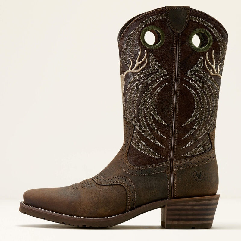 Ariat Mens Hybrid Roughstock Antler Square Toe Cowboy Boots - Wild Taupe
