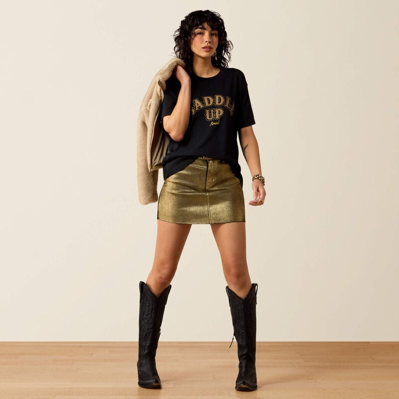 Ariat Womens Saddle Up Boyfriend T-Shirts - Pigment Black