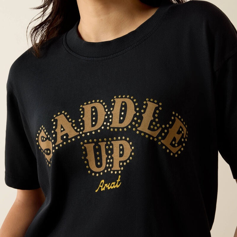 Ariat Womens Saddle Up Boyfriend T-Shirts - Pigment Black