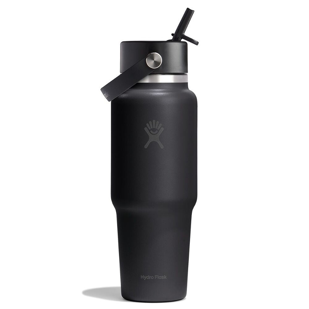 Hydroflask 32oz (946ml) Wide Mouth Travel Bottle with Flex Straw Cap - Black