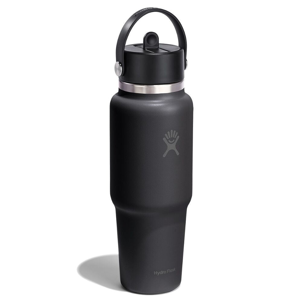 Hydroflask 32oz (946ml) Wide Mouth Travel Bottle with Flex Straw Cap - Black