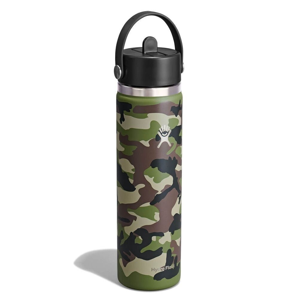 Hydroflask 24oz (710ml) Wide Mouth with Flex Straw Cap - Woodland Camo