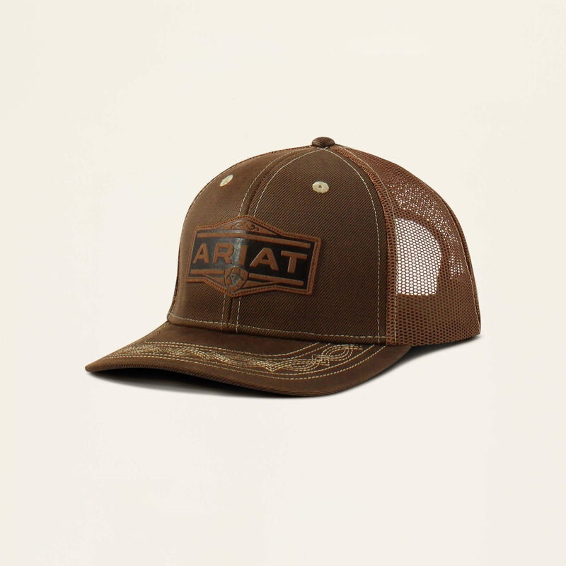 Ariat Mens Vintage Logo Patch Snapback Cap - Brown