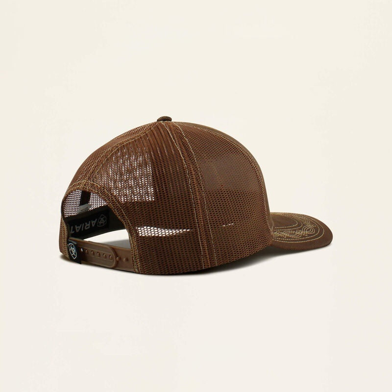 Ariat Mens Vintage Logo Patch Snapback Cap - Brown