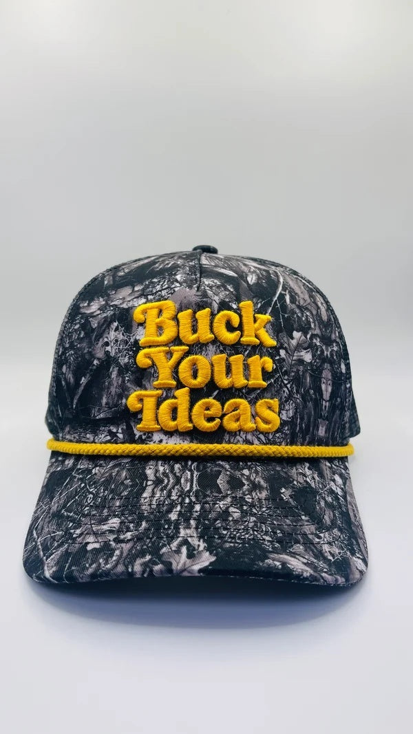 Buck Your Ideas Trucker Cap - Grey Camo / Yellow