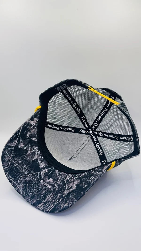 Buck Your Ideas Trucker Cap - Grey Camo / Yellow