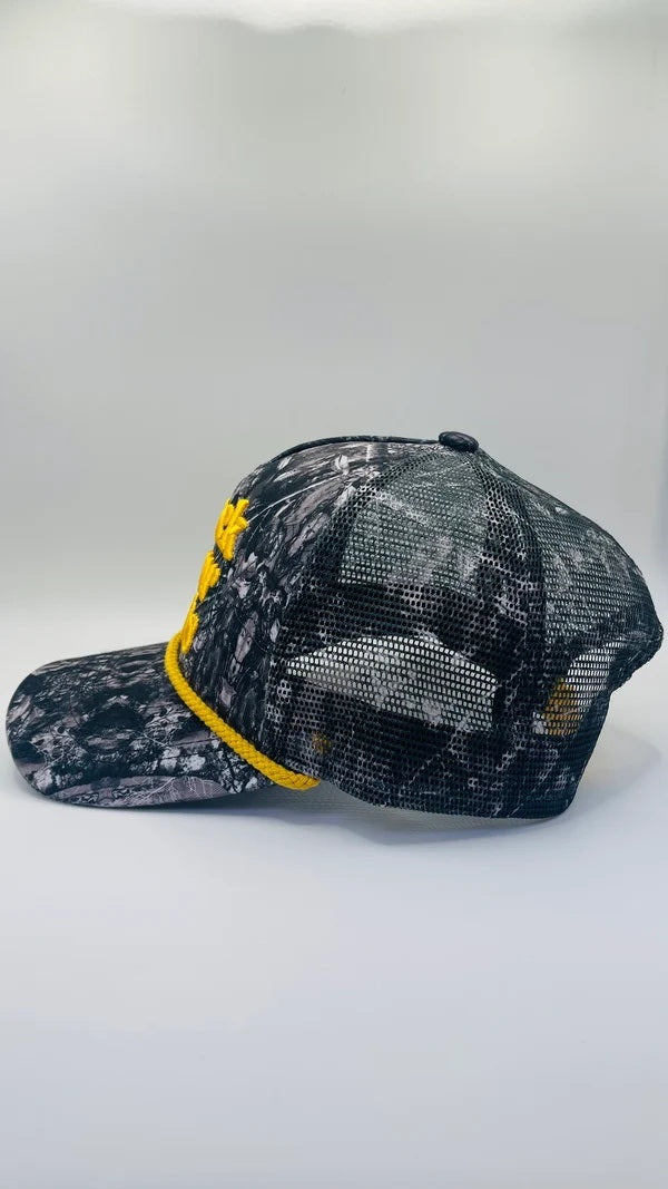 Buck Your Ideas Trucker Cap - Grey Camo / Yellow