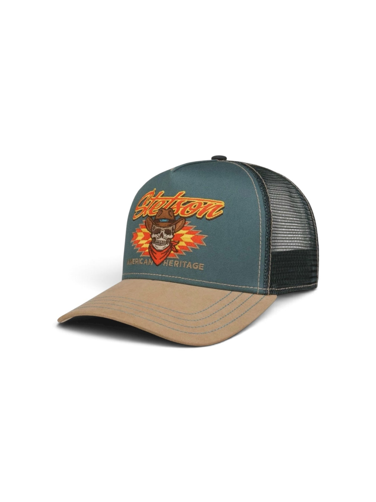 Stetson Western Skull Trucker Cap - Petrol Blue