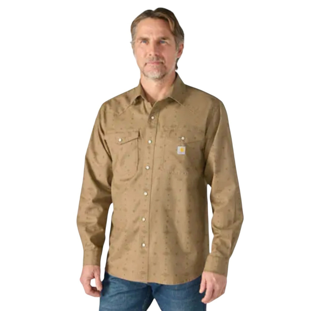 Carhartt M Montana Rugged Flex Relaxed Fit Lightweight LS Press-Stud Front Check Shirts