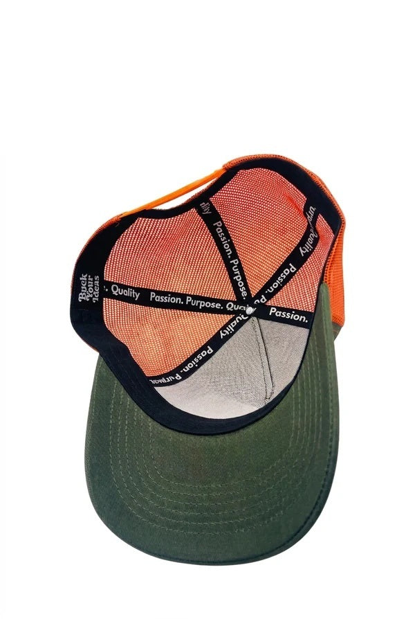 Buck Your Ideas Flaming Buckers Trucker Cap - Orange / Green