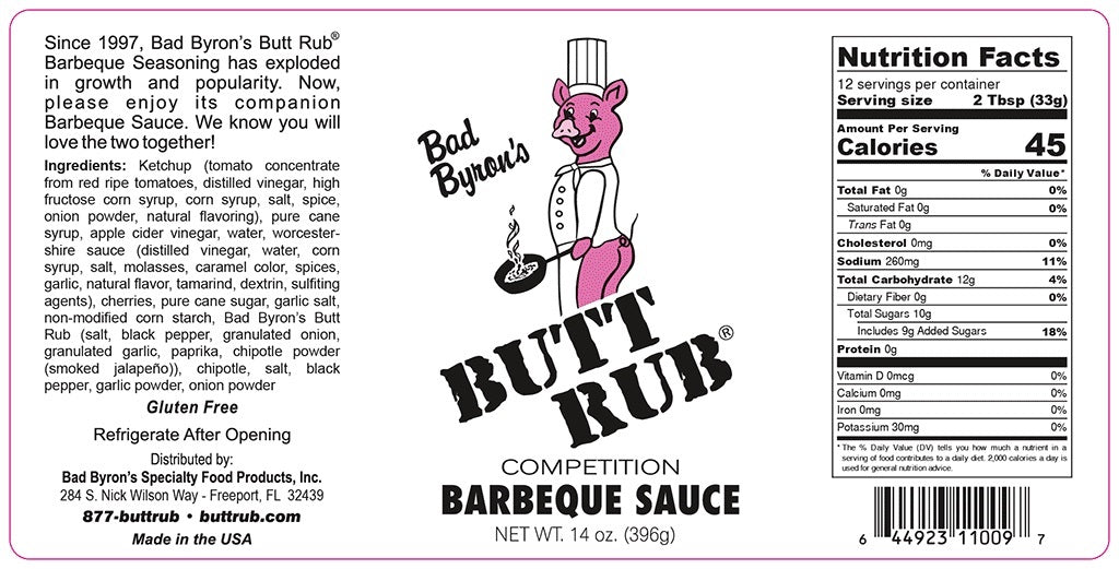 Bad Byron's Butt Rub Competition BBQ Sauce 369g (14oz)