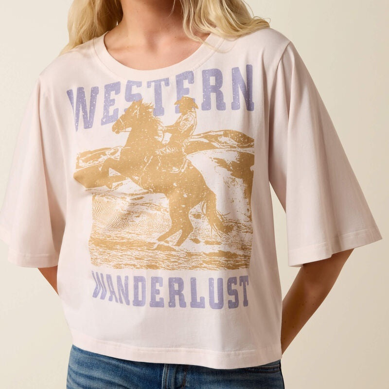 Ariat Womens Western Wanderlust T-Shirts - Sea Salt