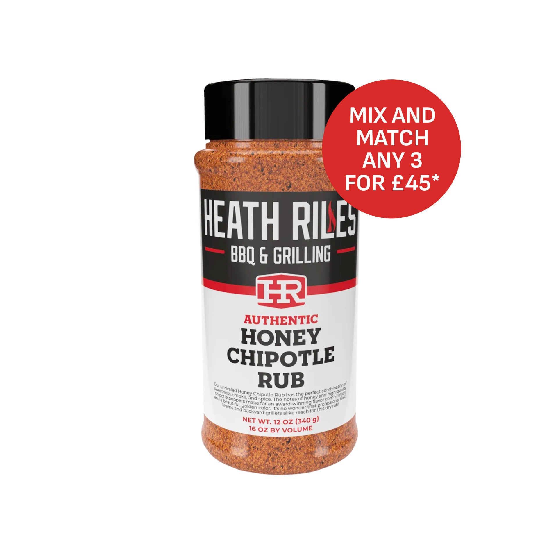 Heath Riles BBQ Honey Chipotle Rub - 340g (12oz)