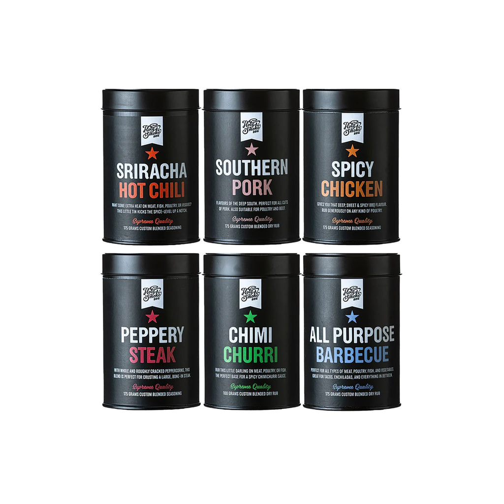 Holy Smoke BBQ Rubs Bundle (Spicy Chicken,Peppery Steak,All Purpose,Chimi Churri,Souther Pork, Sriracha Hot Chili)