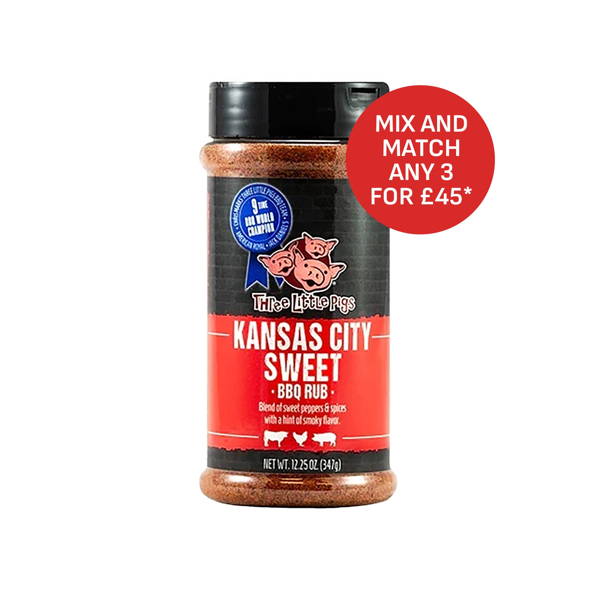 Three Little Pigs 'Kansas City Sweet' BBQ Rub - 347g (12.25oz)