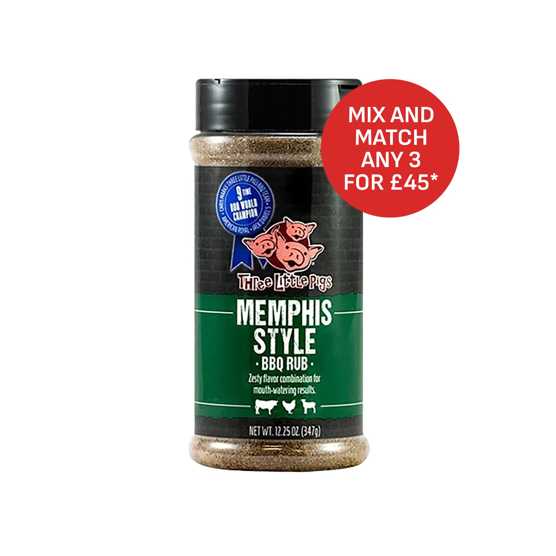 Three Little Pigs 'Memphis' BBQ Rub - 347g (12.25oz)