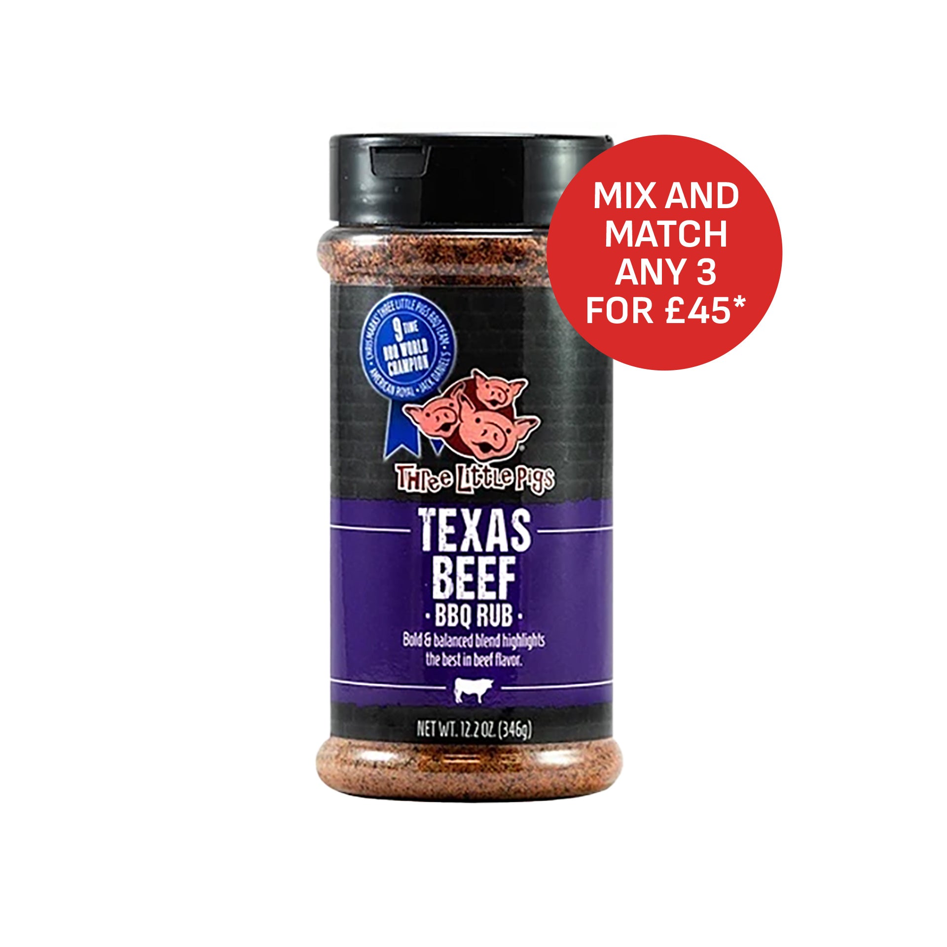 Three Little Pigs Texas Beef BBQ Rub - 346g (12.2oz)